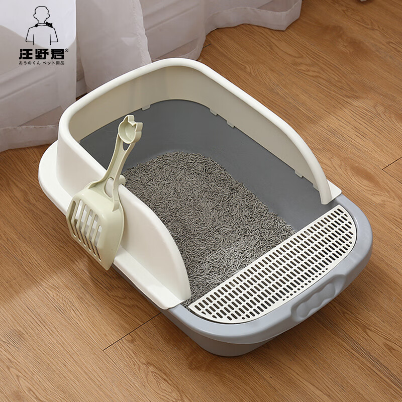 Wang Yejun anti-splash cat litter box semi-closed top-in cat toilet cat litter box cat litter scoop cat litter box large with cartoon cat litter mat