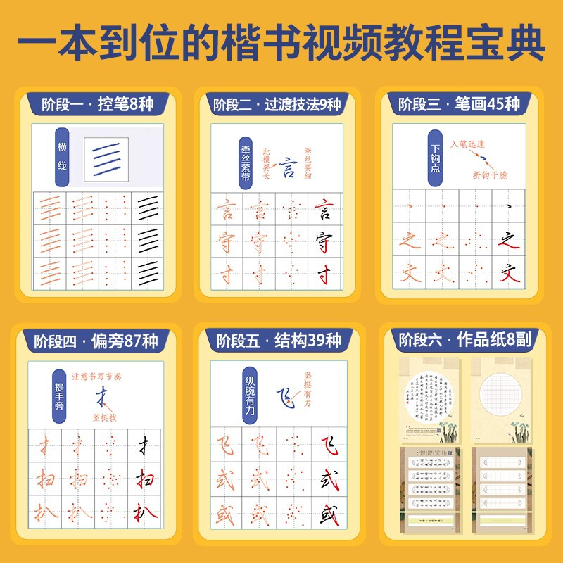 Ink dot copybook Jing Xiaopeng hard pen regular script video tutorial Adult college male and female regular script tutorial fountain pen copybook copy tracing red control pen training copybook
