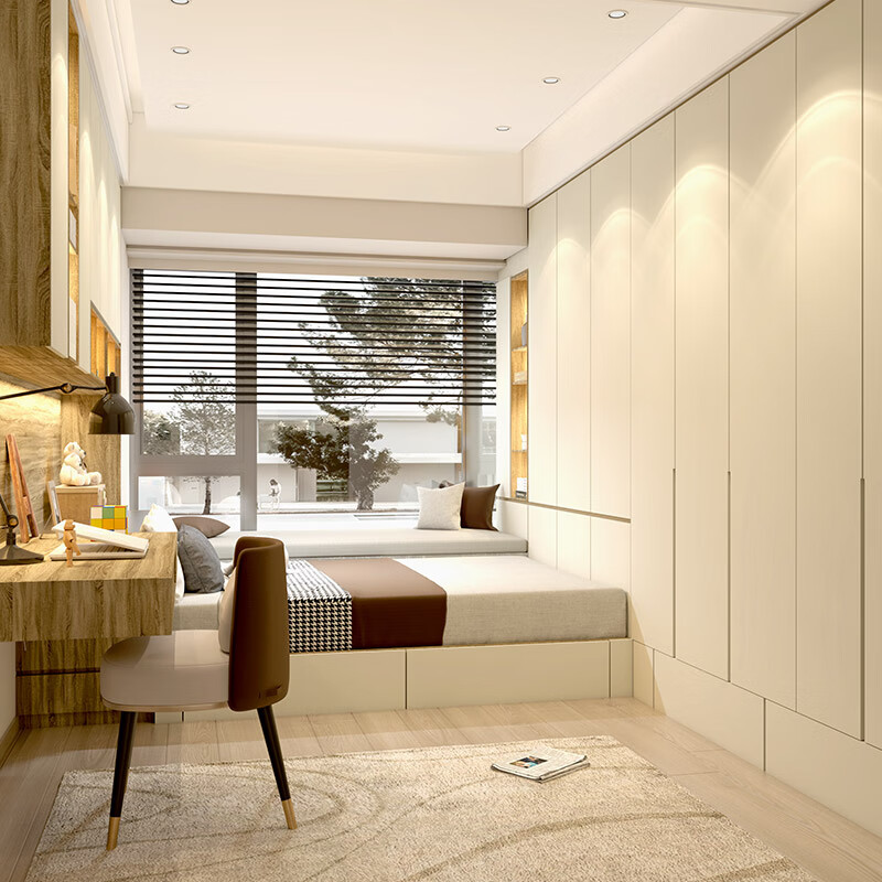 Gold Medal Wardrobe Tatami Whole House Customized Bed Wardrobe Desk Integrated Bedroom Furniture Customized Storage Multi-Function Room Prepayment