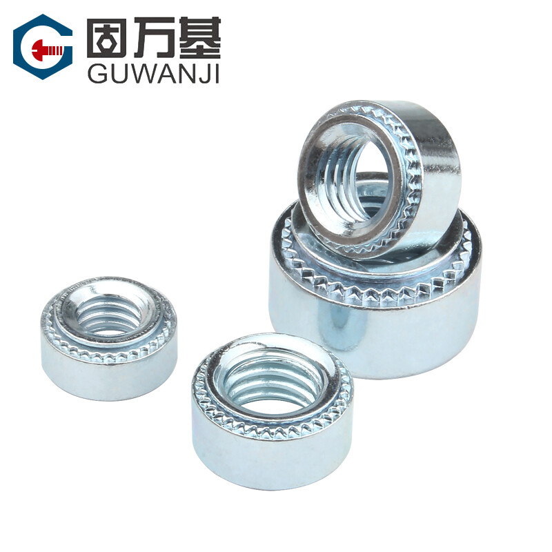 Guwanji pressure rivet nut zinc zinc pressure rivet nut environmentally friendly pressure rivet nut pressure plate round screw nut nut cap S-M4-2 100 pieces plate thickness 1.4mm