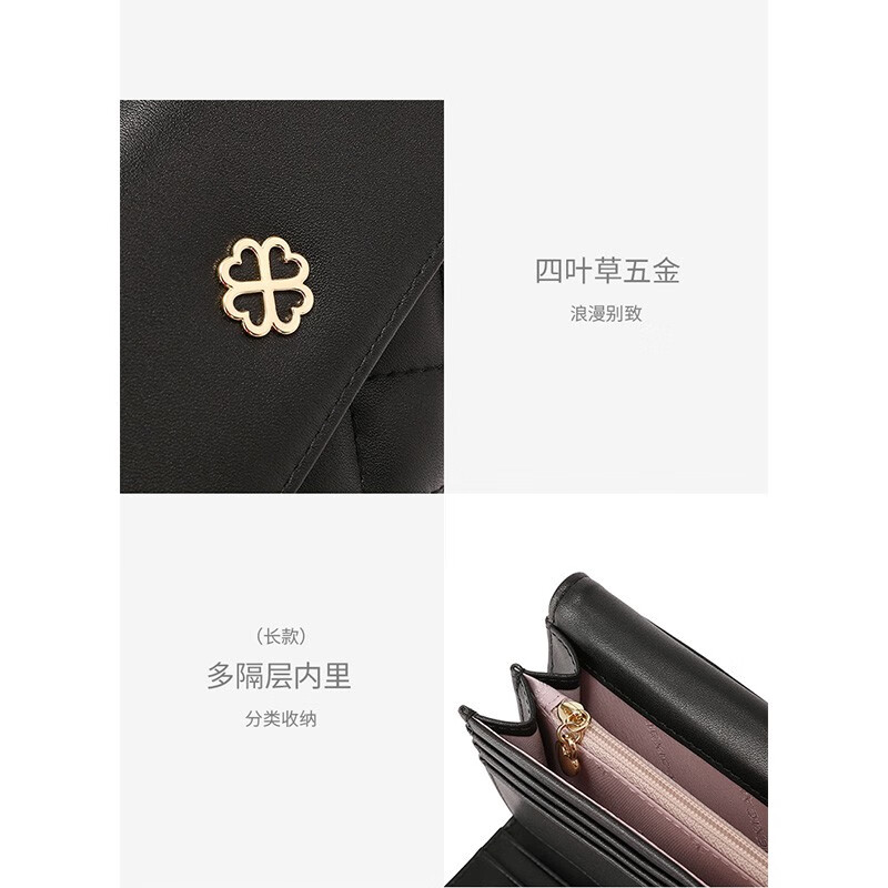 Scarecrow wallet women's long genuine leather women's clutch new diamond buckle 30% off women's wallet 14 card slots first layer cowhide black long