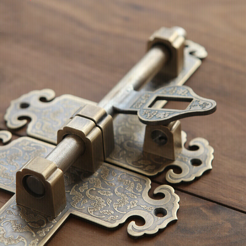 Chengzhong style copper thickened latch old wooden door lock garden ancient building courtyard door latch antique door buckle copper door bolt plain 25cm antique copper