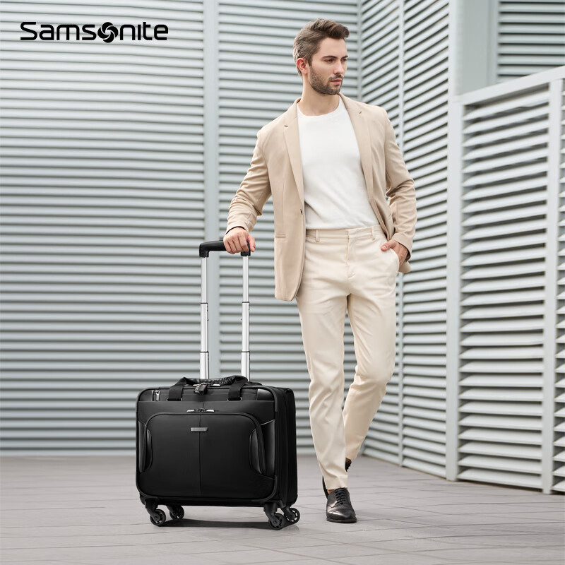 Samsonite Business Captain's Carry-on Case Business Travel Luggage Front Opening Soft Box Convenient Trolley Case BP0 15.6 inches Black