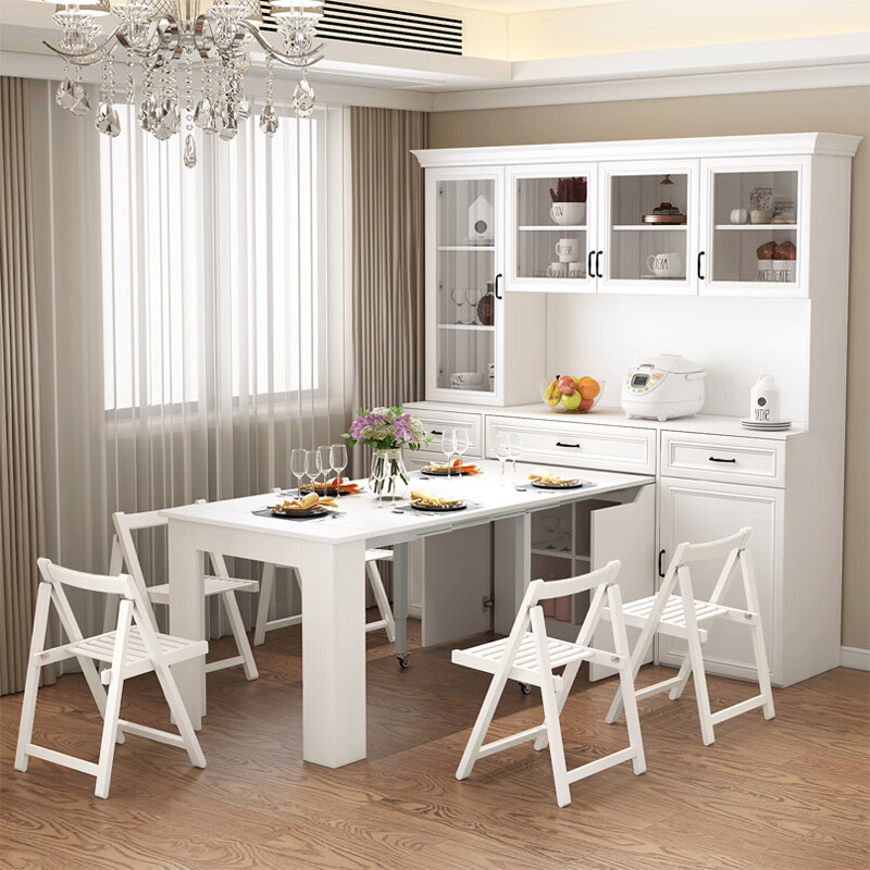 After the Hustle Simple Sideboard Folding Dining Table Combination Integrated Kitchen Shrinking Dining Table Restaurant Shelf High Cabinet Customization Style 3 1450*470*960