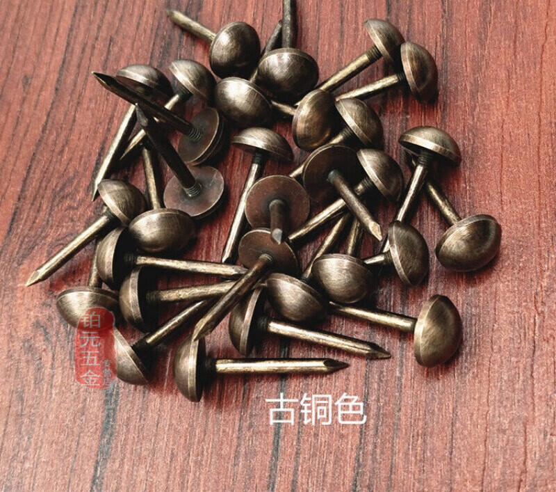SDFFKOS Antique Brass Cap Nails Round Nails Copper Solid Rivets Round Head Nails Small Bubble Nails Decorative Door Nails Sofa Nails Diameter 0.8 cm Bronze 10 pcs