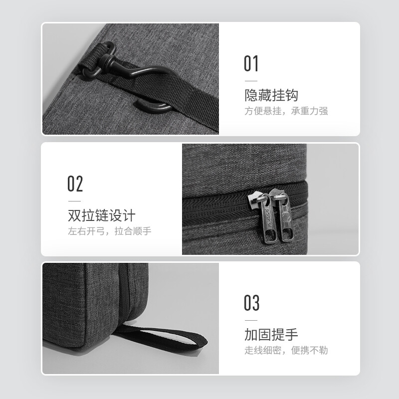 Pack all travel toiletry bag men's business trip toiletry storage bag portable dry and wet separation large black gray