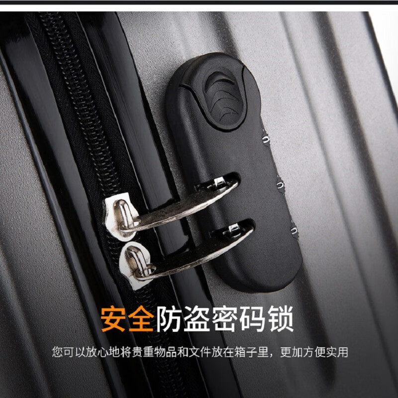 LUKEN Luggage Large Capacity Travel Trolley Case Men's Sturdy and Durable Student Password Box Boarding Free Check-in Zipper Leather Case Trendy Black Explosion-proof Zipper + Thickened Case 24 Inches One Week for Medium and Long-distance Business Trips