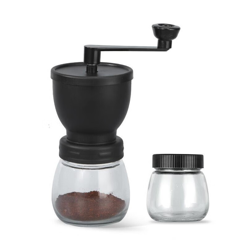 Zhenxiqi hand grinder manual coffee bean grinder hand ground coffee beans household portable multi-function grinder double can black