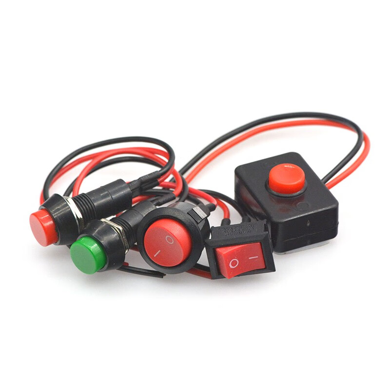 TaoTimeClub switch button small switch small car circuit wire speaker appliance mini boat-shaped boat-shaped round with wire round switch opening 11.5MM gear switch with wire