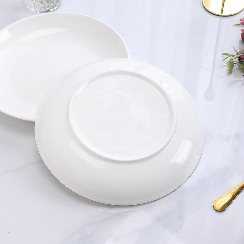 Tai Xinxing 10-inch (26cm) 2-pack ceramic underglaze white porcelain plate vegetable plate fruit plate household deep plate