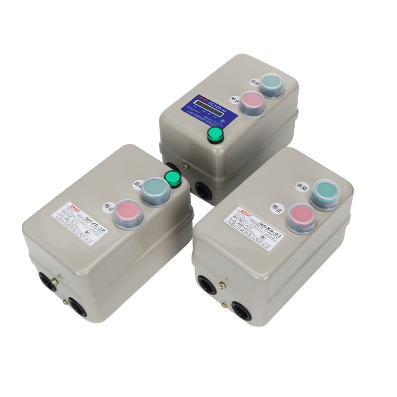 Magnetic starter switch 380v three-phase motor overload phase loss protector crusher fan water pump starting box mechanical with button-send waterproof cover overload protection 4KW 4KW 380V
