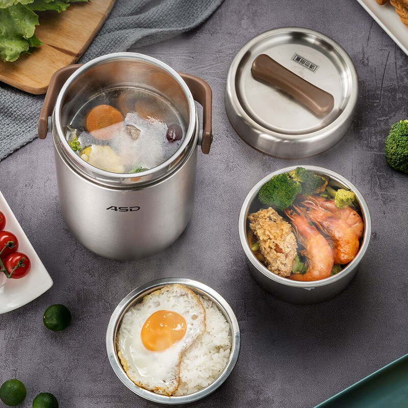 ASD lunch box thermal insulation pot 304 stainless steel vacuum thermal insulation bucket 2L portable thermal insulation lunch box RWS20T3WG-T