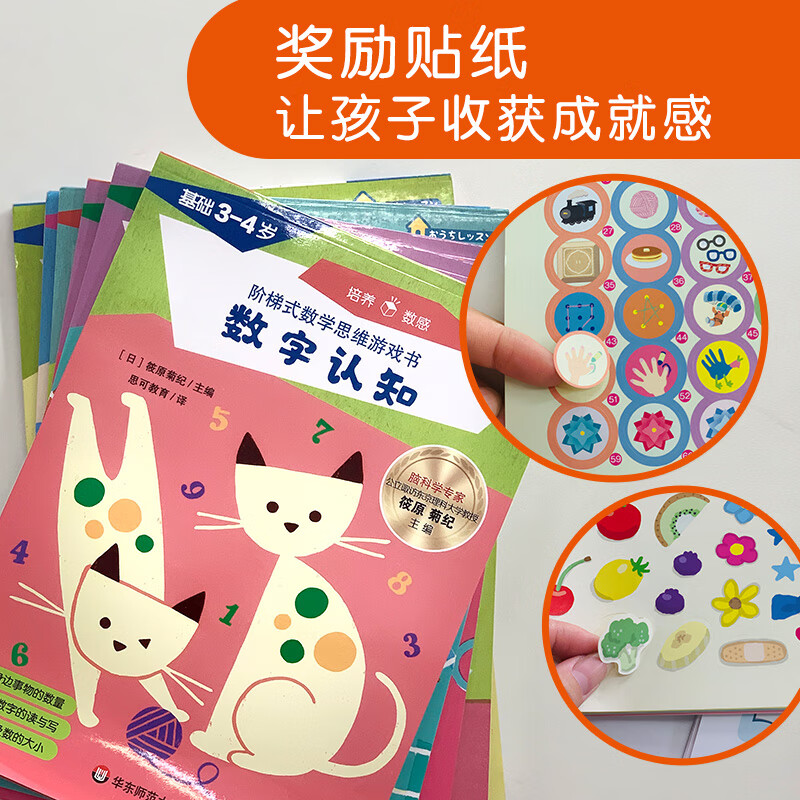 2-3 years old, Nanada Zhen's ladder-type mathematical thinking game book, enlightenment for 2-3 years old (graffiti and pen skills + preliminary number recognition, set of 2 volumes)
