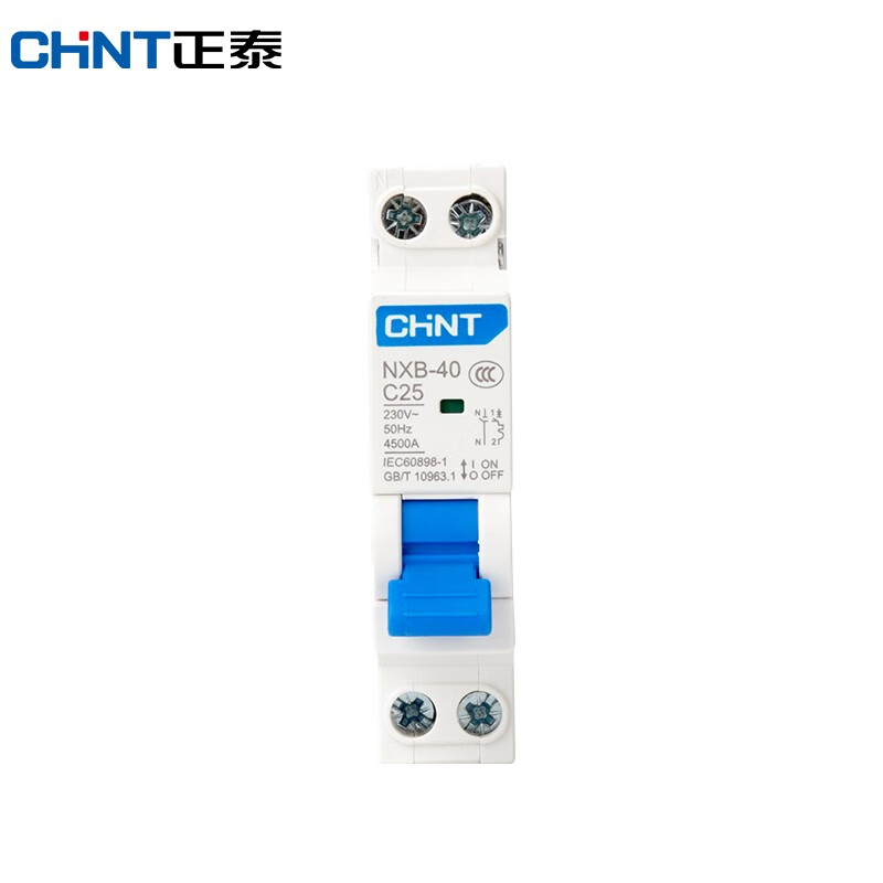 Chint (CHNT) household air switch NXB miniature circuit breaker 40 frame 1P+N overload air switch NXB-40-1PN-C10 25A