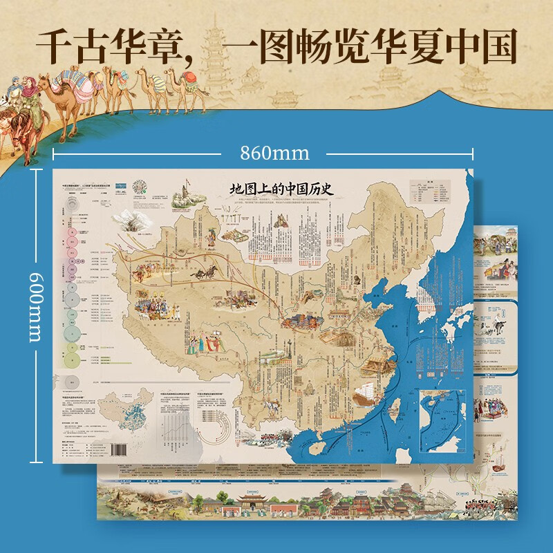Beidou Official Chinese History on the Map Large Size 86*60cm Review Readings for Elementary and Junior High School Students’ Historical Knowledge Points
