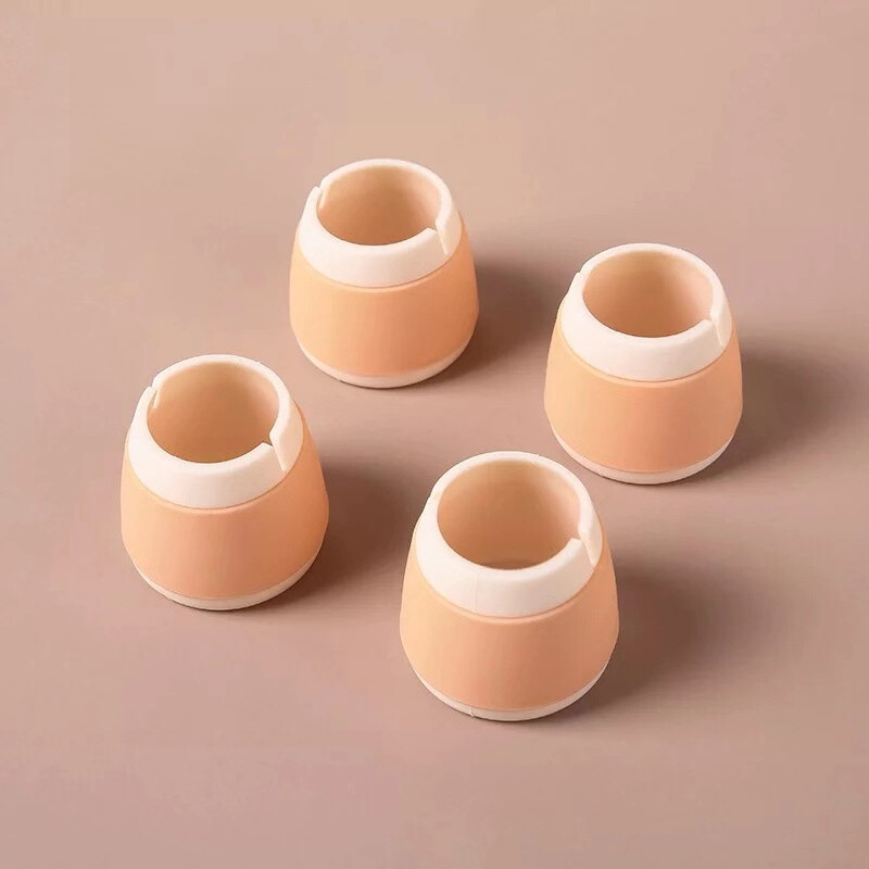 Shuangju table and chair foot pads non-slip silicone stool foot covers chair foot pads wear-resistant silent dining chair table leg protective cover round table and chair foot pads-orange (pack of 4)