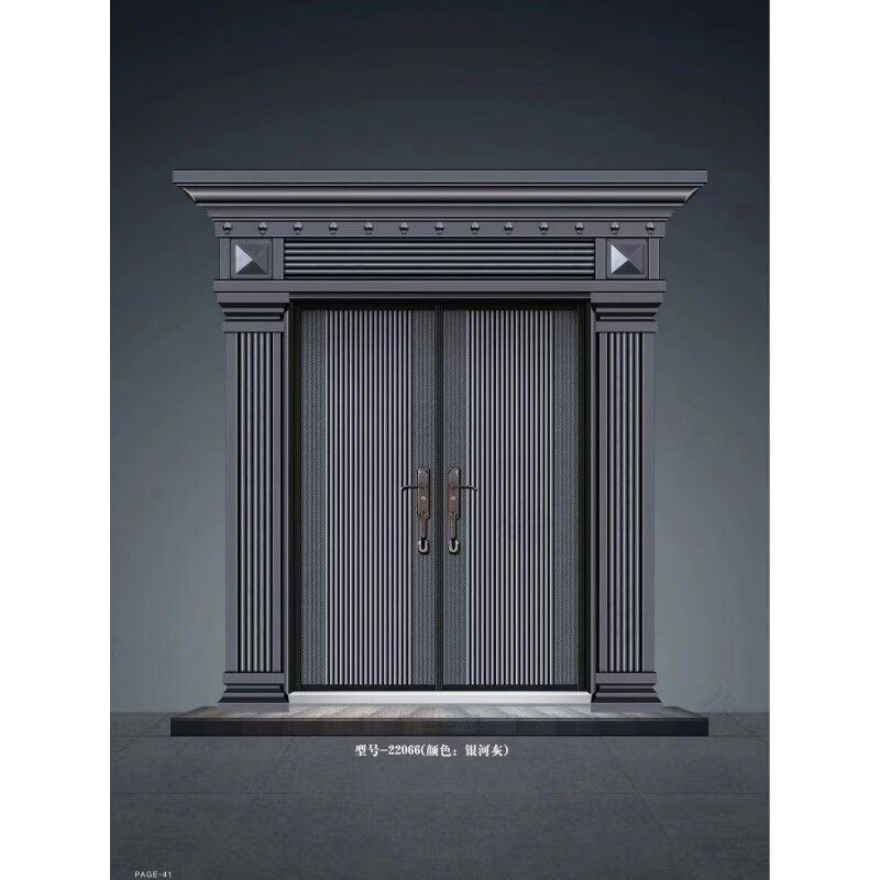 Vinoa Chinese villa door double door double door ready-made double door new courtyard door fluorocarbon paint No. 1 sea stone blue