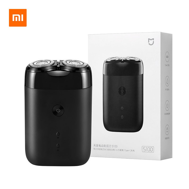 Mijia Electric Shaver S100 Portable Travel Xiaomi Shaver Rotating Dual Heads 90 Minutes Battery Life Type-C Fast Charging Birthday Gift New Year Gift