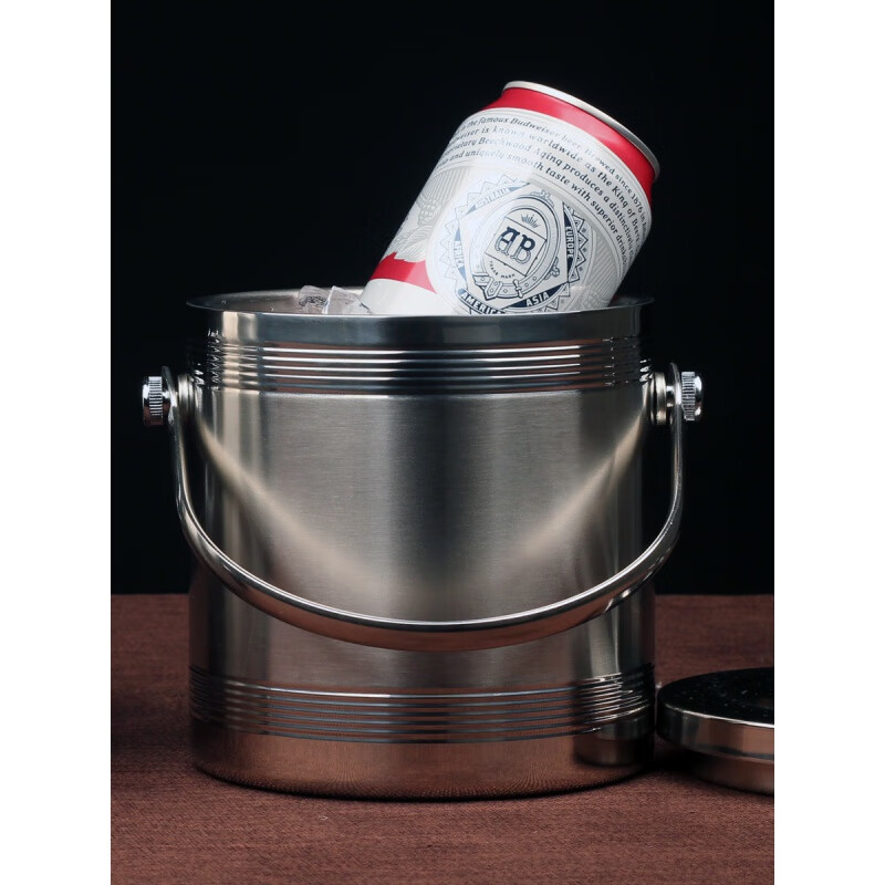 Erisi stainless steel ice bucket insulated ice cube commercial cold storage ice bucket household red wine beer small ice bucket A type (1 ice tray)