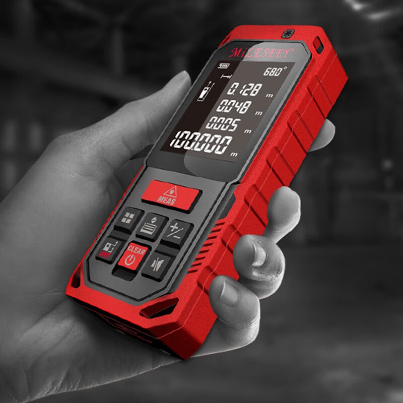 MiLESEEY S2 laser range finder, handheld high-precision infrared measuring instrument, electronic ruler and room measuring instrument, one-click output of CAD drawing, green light model 100 meters (charging + voice)