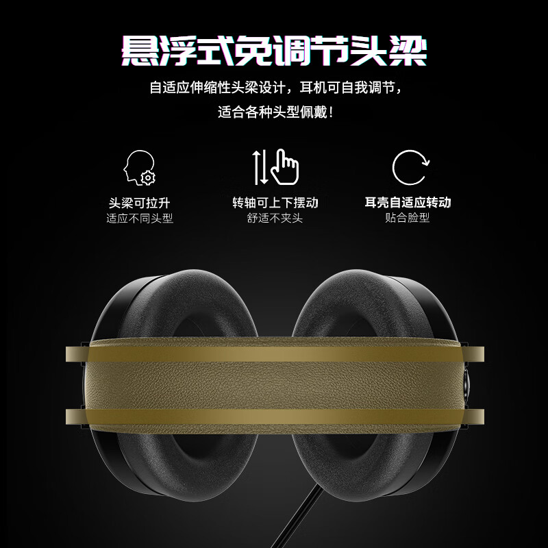 Dareu EH719 Gaming Headset Black Myth Wukong Listening Sound 7.1 Channel Headphones Desktop Headphones E-Sports Headphones Noise Canceling Headphones Cool Earmuffs