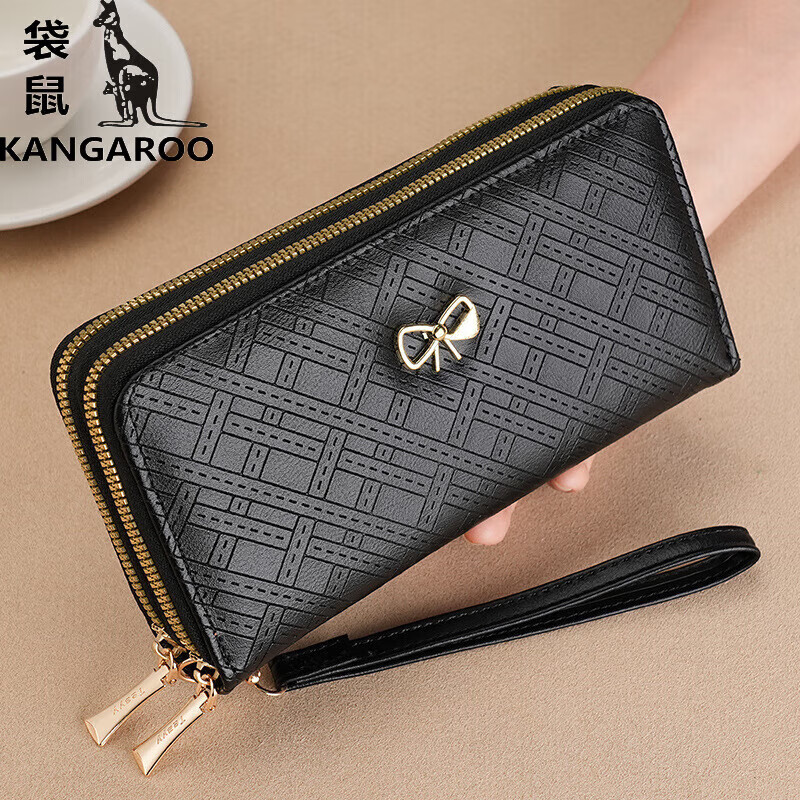 Kangaroo (KANGAROO) women's wallet clutch bag women's long simple mobile phone bag multi-functional large capacity fashion wallet wallet pink