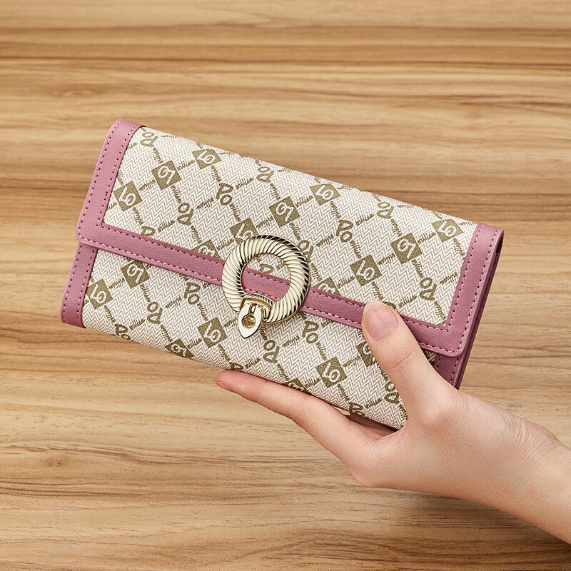 British Paul Wallet Women's 2026 New Exquisite High-end Long Multi-Card Coin Purse Women's Fashionable Temperament Printed Handbag Brown Print Anti-Theft Brush Anti-Degaussing