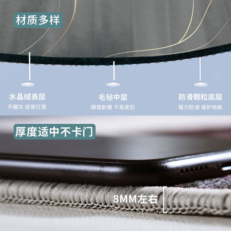 Shanye Entrance Carpet Entry Door Carpet Door Foot Carpet Cuttable Entrance Carpet Entrance Door Water-Absorbent Anti-Slip Carpet Light Luxury - Gray 120cm*180cm