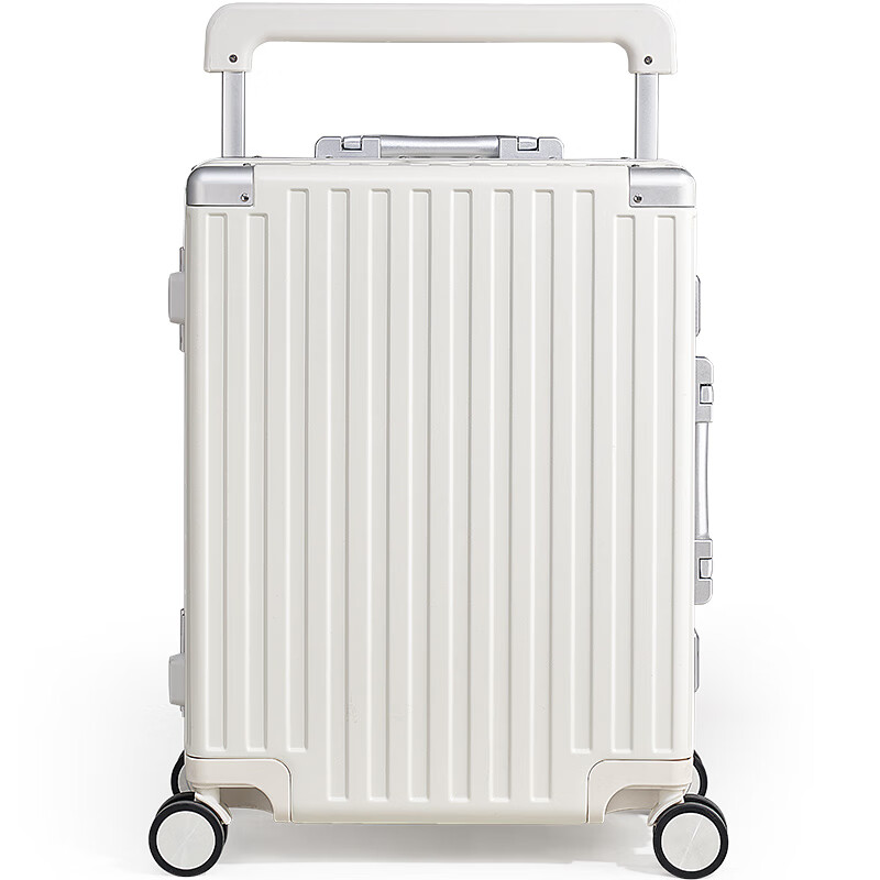 Aivas step by step suitcase 20 inches wide trolley suitcase men's aluminum frame trolley case women's boarding suitcase temperament smoky white