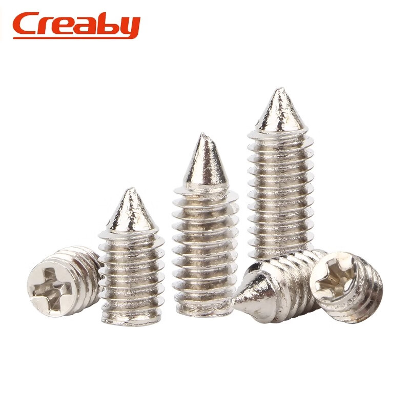 Creaby nickel-plated cross tip set screw national standard headless tip machine screw cross recessed tapered end jack wire M2.5*6 500 pieces