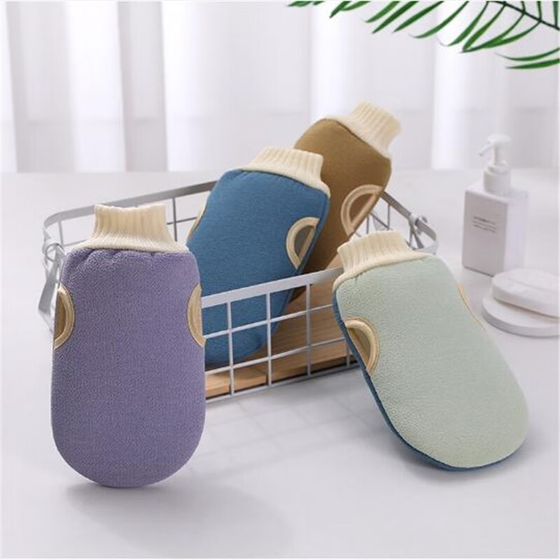 Thickened coarse scrub bath towel, double-sided strong mud rub with finger bath gloves, bath towel, bath towel, exfoliator, discount - 2 pack (matched with 2 different colors)