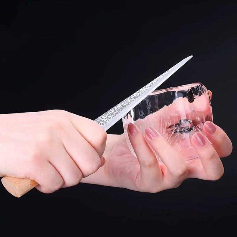 Bar Soul Japanese Ice Shaving Knife Bartender Ice Hockey Knife Round Ice Ball Diamond Square Ice Handmade Large Ice Cube Japanese Ice Shaving Knife 140g