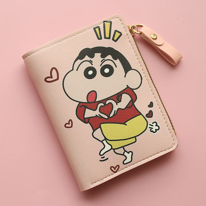 Chenwen Children's Wallet Girls 2024 Fashion Two-fold Student Cartoon Print Zipper Half-fold Wallet Cute Coin Card Holder Small Side Pull, Yellow Hat Xiaoxin