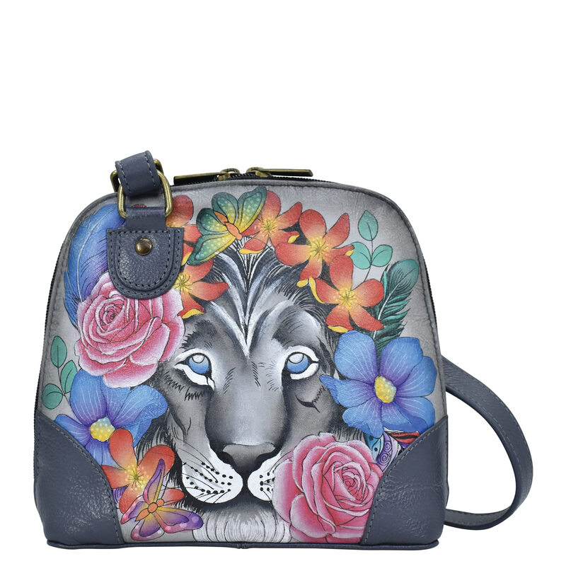 Anna by Anuschka genuine leather three-compartment shoulder bag, Lion Magic Lion Magic Lion One Size
