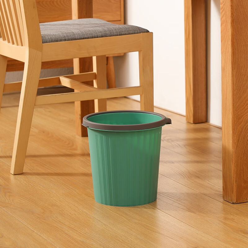 Meiya Trash Can Large Capacity Home Press Ring Kitchen Bedroom Office Bathroom Classification Wastebasket Random Color Press Ring Design Green 8L