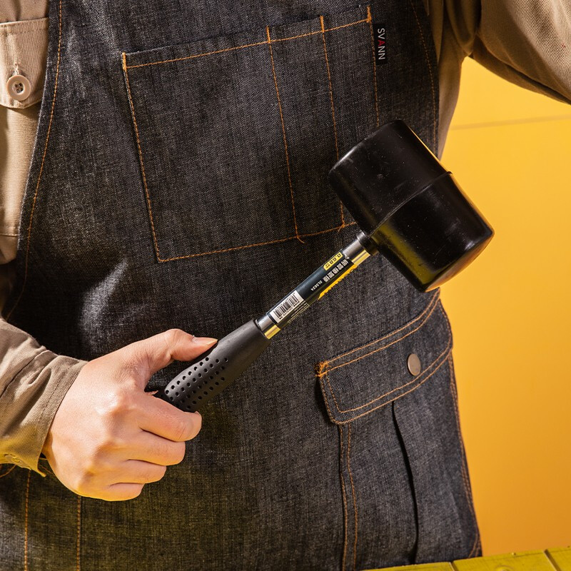 Deli rubber and plastic hammer steel pipe handle rubber hammer installation hammer rubber hammer rubber hammer floor tile plastic hammer 24oz hammer face diameter 66mm DL5624