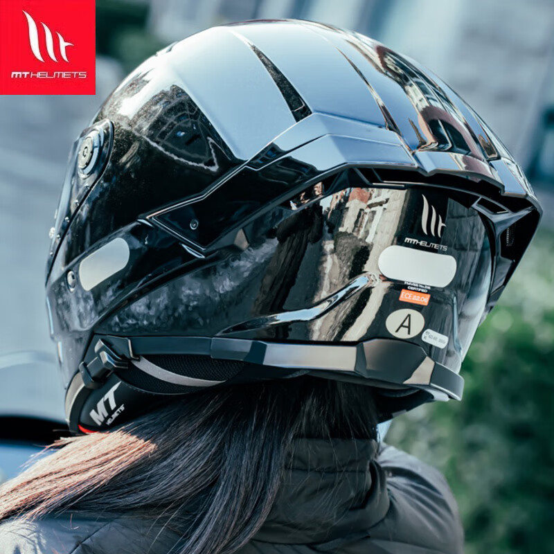 MT HELMETS motorcycle helmet Thor 4 full-face helmet with large tail fin for men and women summer breathable motorcycle racing double lens 3C certification flash black (standard transparent lens) XL