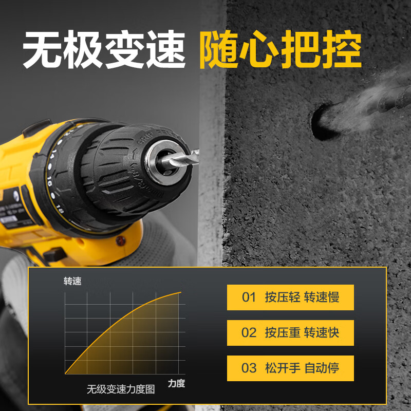 Deli hand drill electric screwdriver lithium electric drill household rechargeable screwdriver electric tool box set