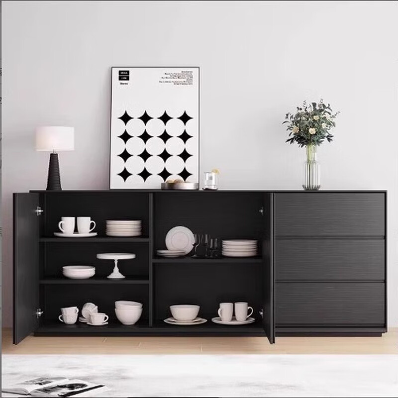 Gao Yichou minimalist sideboard modern simple solid wood wine cabinet wall-mounted tea cabinet black storage cabinet customer bedroom storage cabinet black solid wood 140x40x80cm