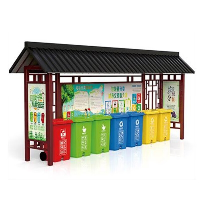 Huili's outdoor garbage sorting kiosk, sorting room, community recycling station, delivery station, collection station publicity board, antique rainproof shed