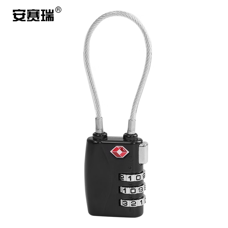 Ansairui TAS password lock padlock overseas luggage lock cabinet lock steel wire soft lock customs luggage backpack lock 32x100mm black 1C00260