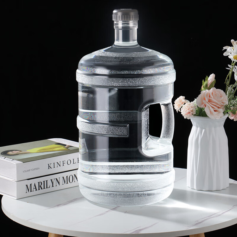 Baijie Pure Water Bucket Food Grade PC Mineral Water Bucket Transparent Portable Bucket Tea Bucket Large Capacity Bucket Black Cover 7.5L