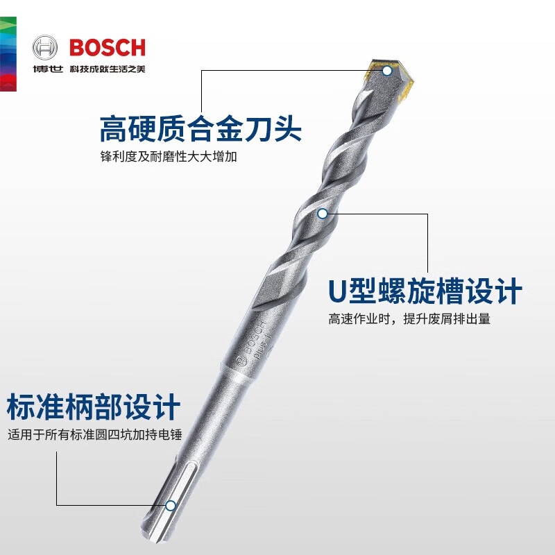 Bosch Bosch electric hammer drill bit round shank four pit drill 1 series set 6/6/8/10/12*160mm210mm accessories 6 6 8 10 12 round shank four pit 1 (length 160mm)