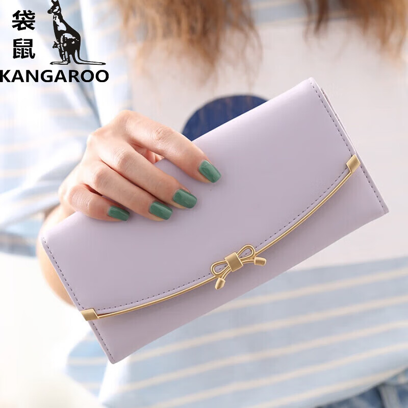 Kangaroo (KANGAROO) 2024 New Women's Wallet Women's Long Buckle Wallet Banknote Clip Multifunctional Cute Clutch Bag Women's Pink