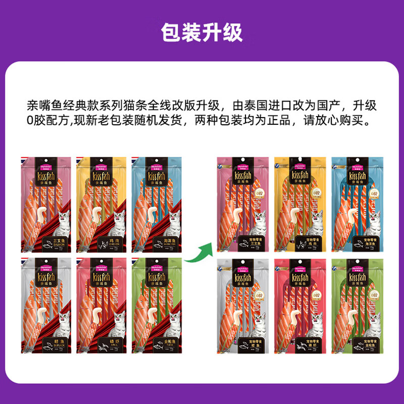 McFoody Cat Strips Cat Snacks Kiss Fish Cat Strips for Adults and Kittens Hydrating Salmon with Gills 14g*5 Count