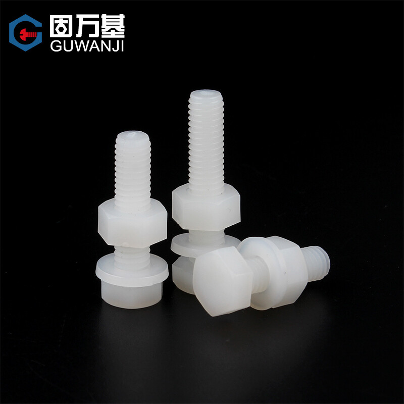 Guwanji nylon external hexagonal screws and nuts set flat washer spring washer combination screws plastic insulated plastic bolts M3x10 50 sets