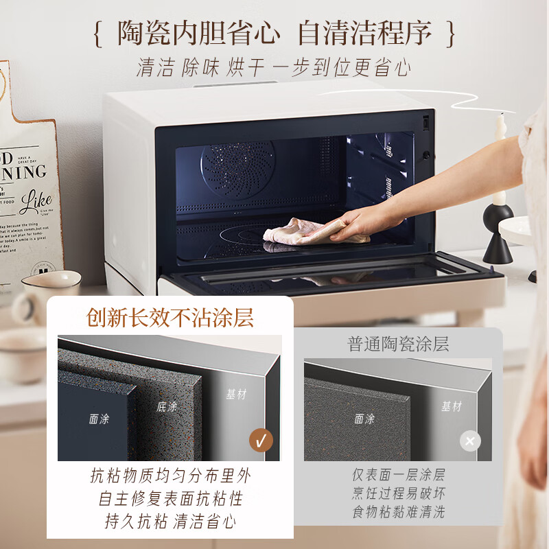 Midea Xunwei pro2.0 intelligent micro-steaming, roasting, frying and stewing all-in-one machine G3EPro embedded home microwave air frying and steaming oven salt-reduced fresh stew/ceramic liner 25L capacity off-white