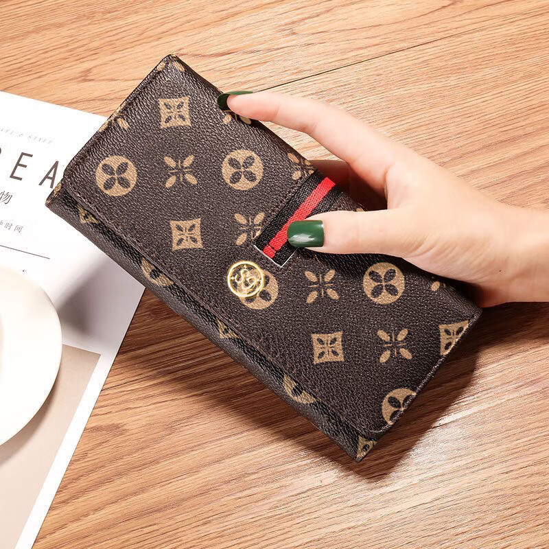 Kuqi Kangaroo Women's Wallet Card Bag All-in-one Bag 2025 Chinese Valentine's Day Mobile Phone Bag Dual-Purpose Long Wallet Women's Wallet Girls Lightweight Gray 10 Card Slots