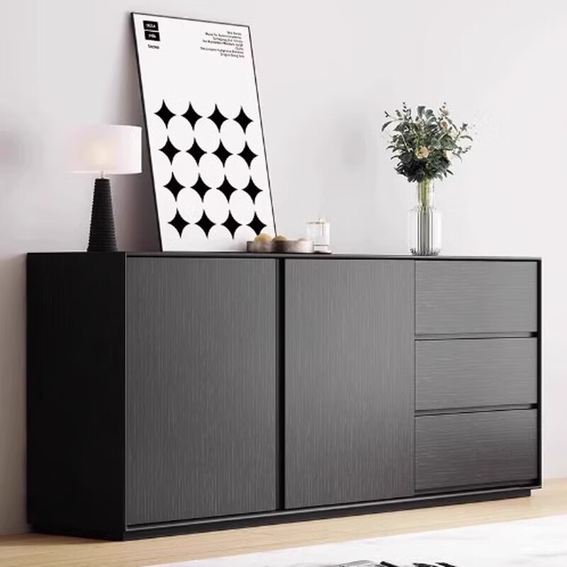 Gao Yichou minimalist sideboard modern simple solid wood wine cabinet wall-mounted tea cabinet black storage cabinet customer bedroom storage cabinet black solid wood 140x40x80cm