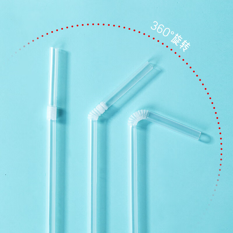 Qinkai disposable straws bent independent packaging transparent maternity and children's beverage elbow hose plastic straws each independent paper packaging 100 pieces 1 pack